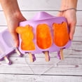 thumbnail image 3 of Paquete de 2 moldes de paletas de silicona con tapa, moldes de paletas de hielo caseros de 3 cavidades con 100 palitos de madera para molde de barra de helado de paletas de hielo Diy Jormftte CPB-US-WZY82, 3 of 5