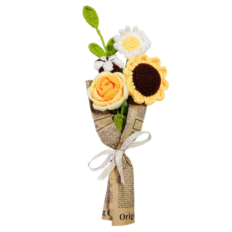 Crochet Flowers Bouquet, Handmade Knitted Bouquet,sunflower Bouquet,knitted  Flowers,gift for Her, Valentine's Day Gift, Mix Crochet Bouquet 