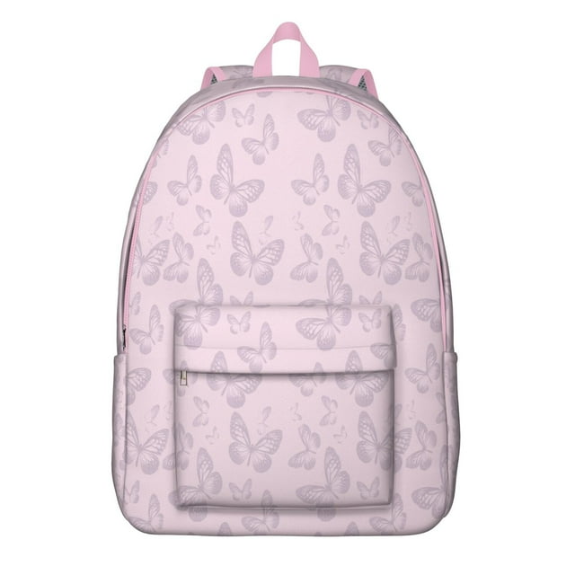Fashion Butterfly Pattern Canvas Bookbag – Large Capacity Vintage Backpack with Durable Oxford Material and Anti-theft Features for Female Professionals, Travelers, and Students