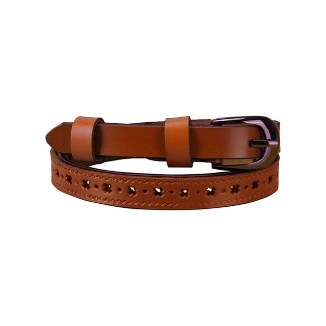 Cinturón de hebilla de aleación hueca con múltiples agujeros tallados para mujeres INSPIRE CHIC color marrón, se ajusta a cinturas de 27 a 40 pulgadas