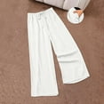 thumbnail image 2 of YABCSAZ Women's Pants High Waisted Loose Casual Pants Solid Color Long Pants Vacation Pants Drawstring Elastic Waist Lounge Long Trousers with Pockets Wide Leg Pants for Women, 2 of 8