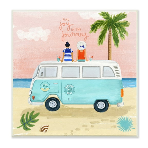 Stupell Industries Joy in the Journey Tropical Adventure Beach Traveling Graphic Art Unframed Art Print Wall Art, Design by Sharon Lee