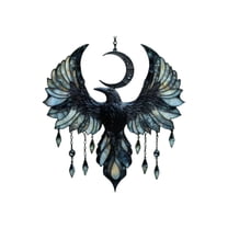 Crescent Moon Raven Acrylic Suncatcher, 2026 New Spirit Birds Hummingbird, Cute Birdsun Catchers Indoor Window Christmas Decoration, Sun Catcher Panel Decor for Bird Lovers