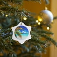 thumbnail image 7 of 3drose, Palm Tree Against the Caribbean Waters Image of Watercolor Painting, 3 inch Snowflake Porcelain Ornament, 7 of 7