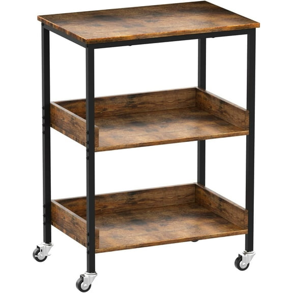 Kitchen Microwave Cart, 3 Tier Rolling Utility Cart on Wheels Coffee Cart, Storage Islands for Living and Kitchen Room
