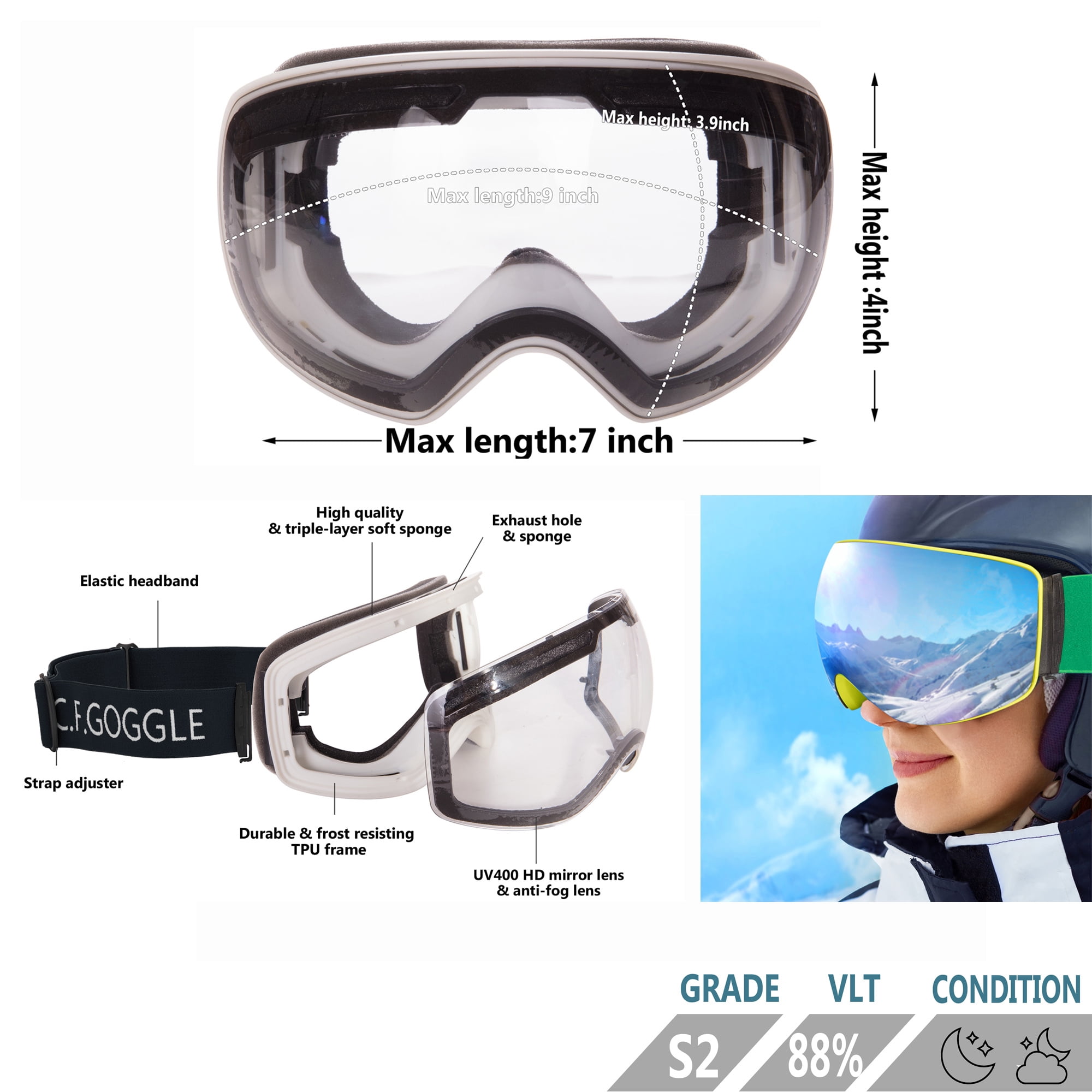 eyewear compatible ski goggles