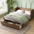 thumbnail image 5 of Queen Size Murphy Bed with Charging Station and 3 Storage Drawers, Pine Wood Folding Cabinet Bed, Equipped with 6 Moving Wheels, Space-Saving Hidden Wall Bed for Guest Room, Home Office,Light Walnut, 5 of 12