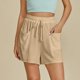 thumbnail image 3 of Pantalones Cortos de Piernas Anchas para Mujeres Lino de Color Sólido, Cintura Elástica Cómoda Longitud Regular, 3 of 8