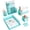 Aqua, variant on Gold Desk Organizer Set with Mail Sorter, Sticky Note Holder, Pen Cup, Magazine Holder, Letter Tray & Business Card Holder | Stylish Desk Accessories for Home Office Décor