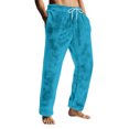 thumbnail image 3 of Hearthz Men's Fleece Pajama Pants Sky Blue Winter Thick Thermal Drawstring Lounge Pants Sleep Bottoms Elastic Waisted Mens Pajamas Pants with Pocket, 3 of 10