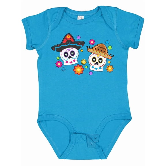 Inktastic DÃÂa De Los Muertos Sugar Skulls in Sombreros Boys or Girls Baby Bodysuit