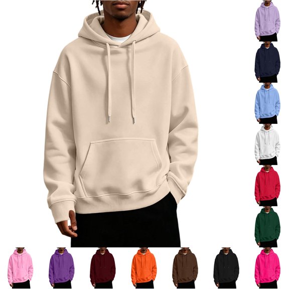 Venzia Men Oversized Hoodie Pullover Sweatshirt Long Sleeve Hooded Top with Kangaroo Pocket Casual Autumn Winter Wear,XXL