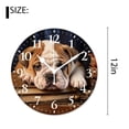 thumbnail image 2 of 12 Inch Wall Clock Battery Operated Silent Clock Decorative for Office, Kitchen, Outdoor, Living Room，English Bulldog Puppy Dog Book Lovely, 2 of 4