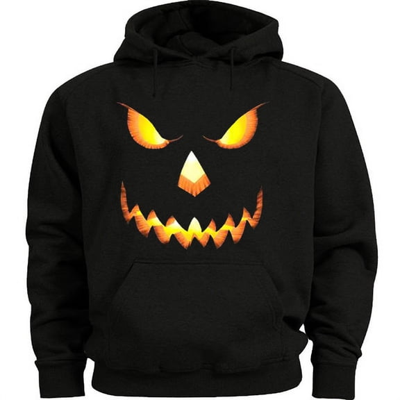 Jack-o-Lantern Face Halloween Decal Hoodie Men's Sweatshirt Black