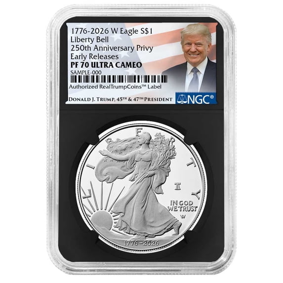 2026-W $1 1-oz Proof American Silver Eagle NGC PF70UC ER Trump Label ...