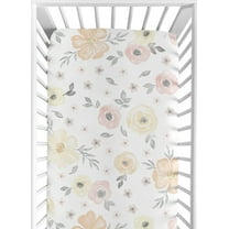Watercolor Floral Yellow And Pink Fitted Crib Sheet by Sweet Jojo Designs