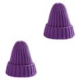 thumbnail image 3 of Qarigey Sombrero Unisex mezclas de algodón sólido cálido HIP HOP sombreros de punto hombres gorras de invierno mujeres Skullies gorros para morado claro 2piezas Qarigey CBP140107, 3 of 5