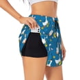 thumbnail image 2 of Disketp Cartoon Goose Print Women's Shorts Workout Shorts for Athletic Gym Running Shorts with Phone Pockets, 2 of 8