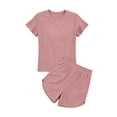 thumbnail image 5 of BUIGTTKLOP Womens Pajamas Set Soft Sleepwear Short Sleeved Shirt Elastic Shorts Two-Piece Outfit Homewear, 5 of 6