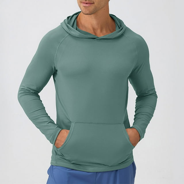 pstuiky Camisas de invierno de manga larga para hombre, Sudadera deportiva de manga larga con capucha y secado rápido para hombre Tops casuales para hombres s