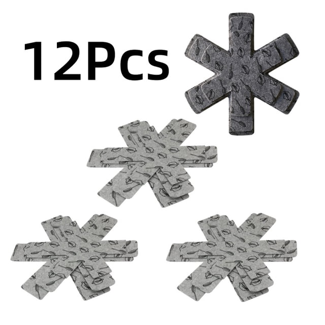 12 Piece 【Non-Woven Pan Protector Set】3-Size Stackable Cookware Separators - Scratch Prevention & Space Saving
