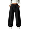 thumbnail image 2 of Guluxicc Women's Wide Leg Sweatpants with Pockets Drawstring Elastic Waist Solid Casual Sweatpants for Everyday Fall Winter, 2 of 5