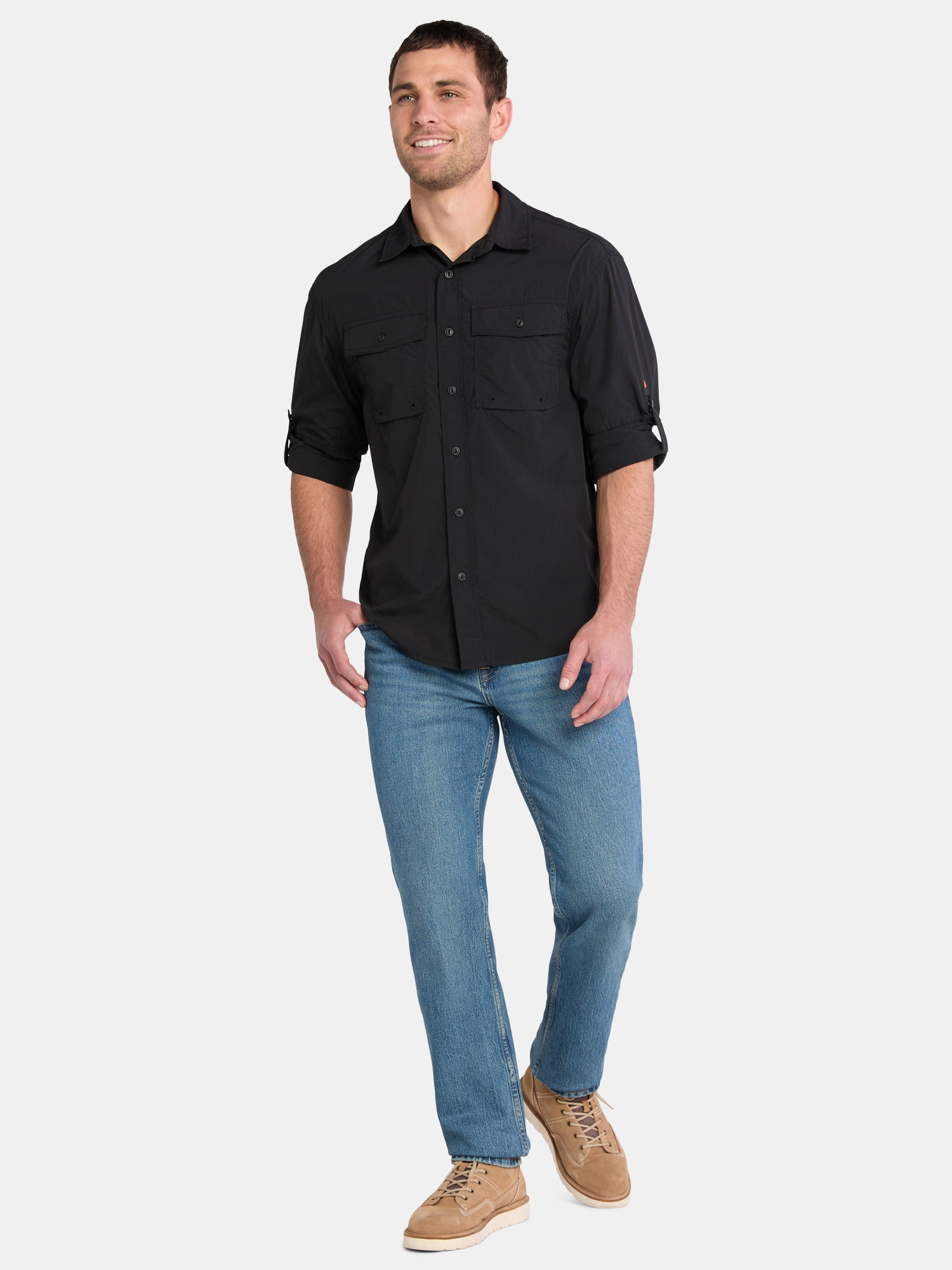Ozark Trail Men's and Big Men's Upstream Shirt with Long Sleeves, Sizes S-3XL