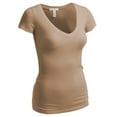 thumbnail image 3 of Essential Basic Women's Plain Short Sleeve T-Shirt V-Neck Top Junior & Plus Sizes, 3 of 4