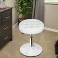 thumbnail image 5 of HomGarden Tufted Adjustable Vanity Stool Modern 360° Swivel Makeup Ottoman Stool PU Leather White, 5 of 9