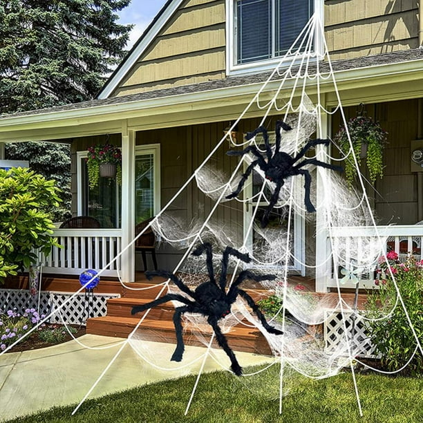 Bullpaino Halloween Giant Spider Webs Decoration, Large Outdoor Yard ...