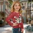 thumbnail image 3 of Xoenoiee Christmas Cat Snowflake Print Kids Crop Tops Girls Long Sleeve Tee Shirts Xmas Fall Clothes Loose Fit Sweatshirt Pullover Top with Tie Front, 7-8 Year, 3 of 7