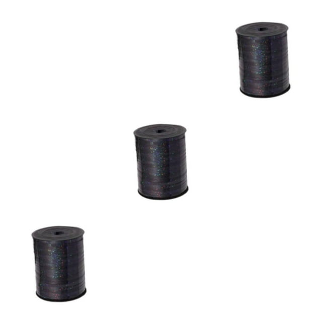 Youkk Plastic Ribbon Sparkling And multifunctional For Wedding And Party Decorations Sturdy Golden Curled Ribbon balck 3Set