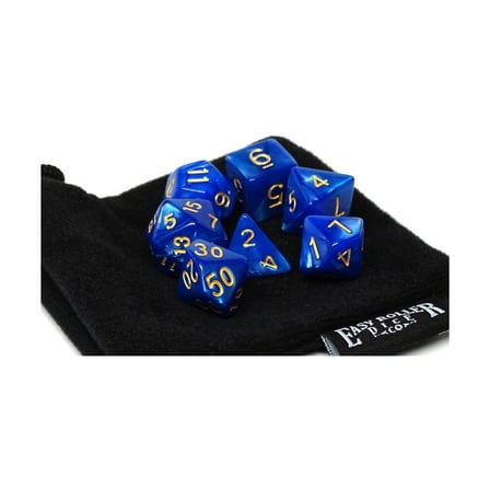 Easy Roller Dice Royal Blue Marble w/Gold (7) New