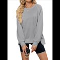 thumbnail image 1 of Sudadera Informal de Cuello Redondo para Mujer, Holgada, Suave y de Larga Gris XL, 1 of 10