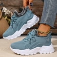 thumbnail image 4 of Winter Knitted Sneakers for Women Plush Lined Lace up Platform Walking Shoes Fashion Slip on Snow Booties Blue Size 5.5, 4 of 6