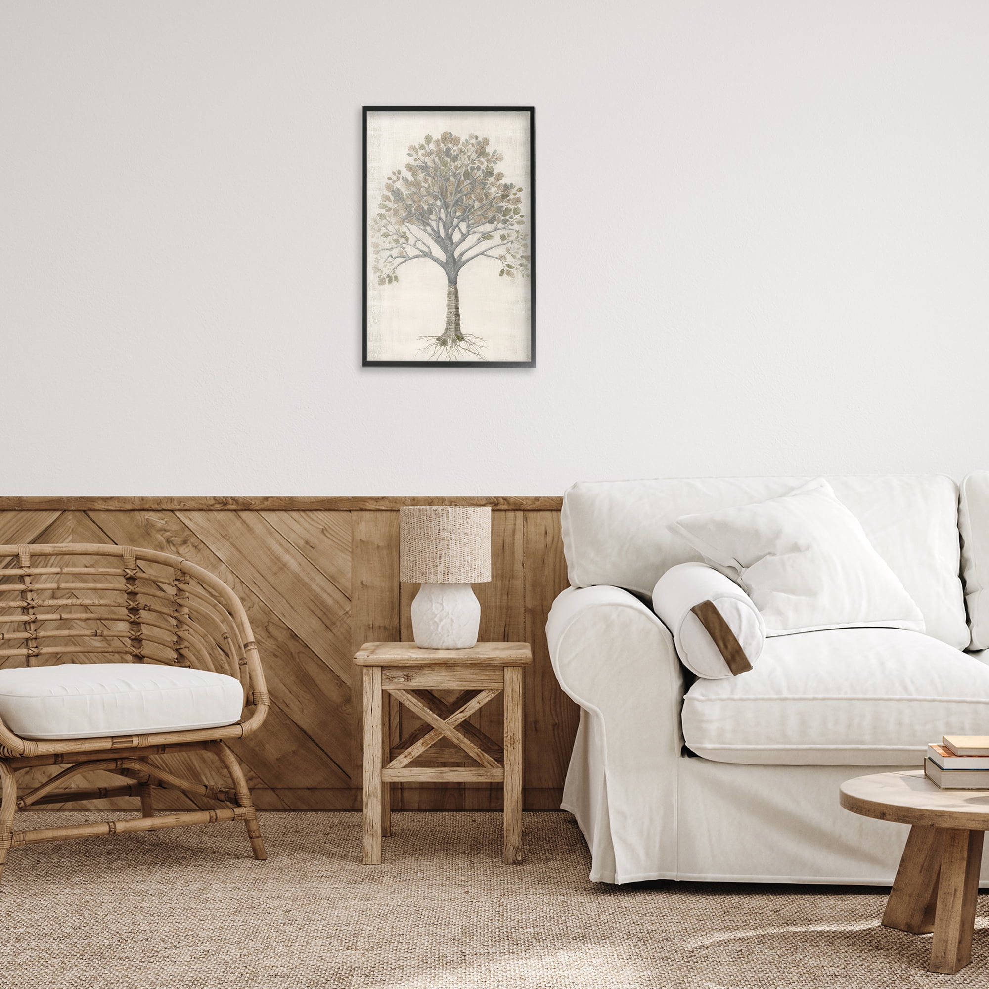 Stupell Industries Wise Tree Impression Botanical & Floral Drawing Black Framed Art Print Wall Art, 16 x 24
