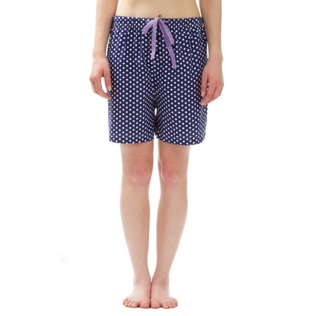 

Leisureland Polka Dot Cotton Poplin Pajama Lounge Boxer Shorts Blue