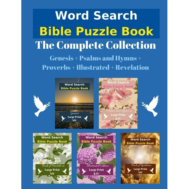 word search bible puzzle the complete collection genesis psalms and hymns proverbs illustrated revelation paperback walmart com