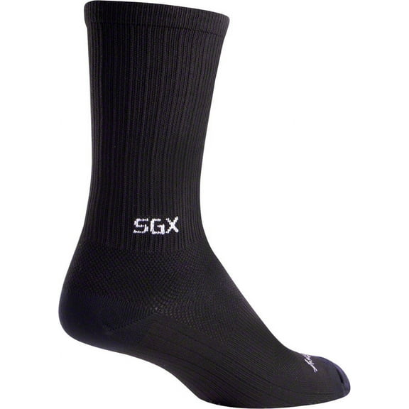 SockGuy SGX Black Socks 6 inch Black Compression Large X-Large Unisex Synthetic