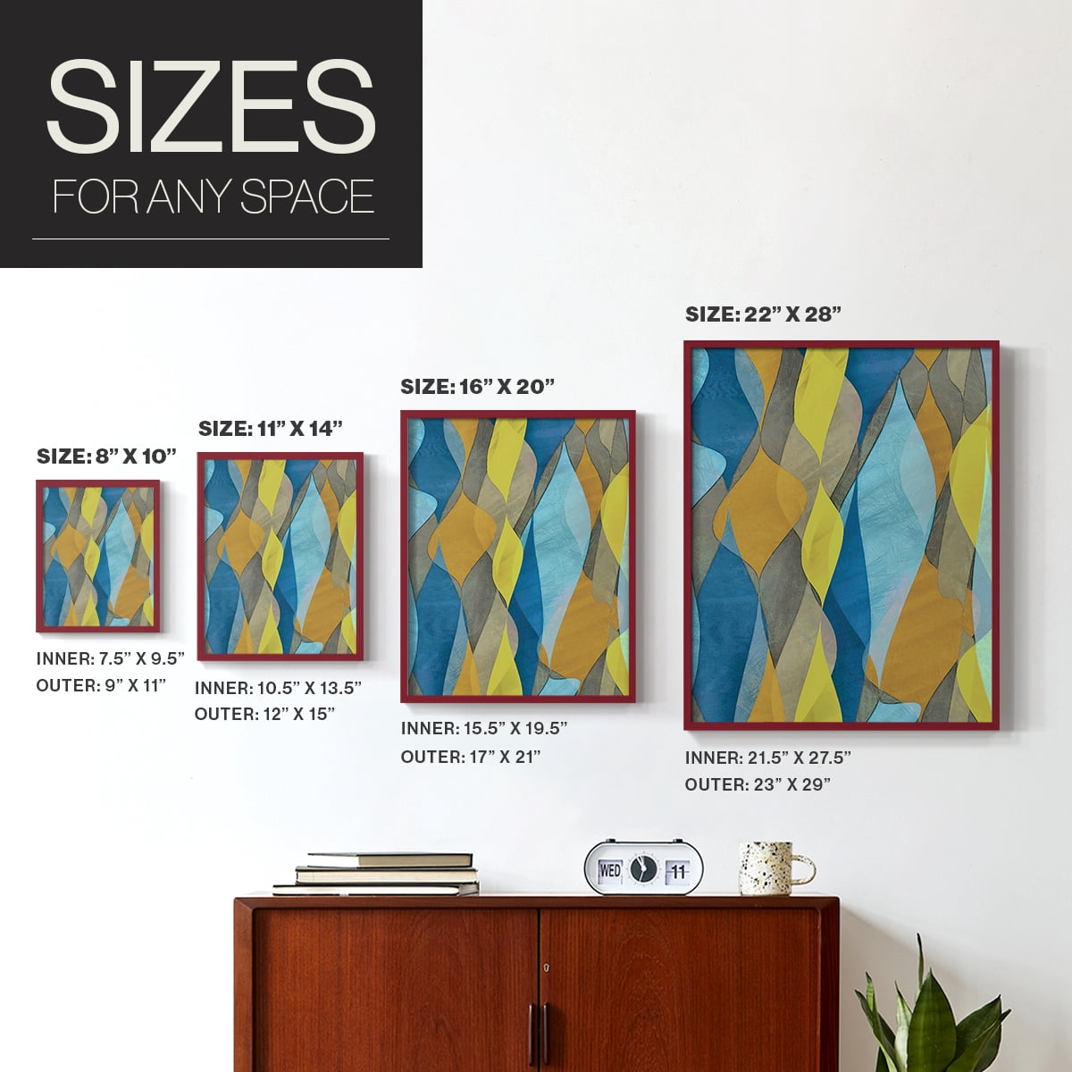 Colorful Cascade I Framed Print in Red Solid Wood Framed Print No Nail Hanging
