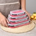 thumbnail image 2 of Fiambrera plegable de silicona, juego de cuatro piezas, fiambrera bento para microondas en el trabajo, picnic de viaje al aire libre rosa XianweiShao 9024735089490, 2 of 2