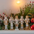 thumbnail image 6 of Ornativity Gold, Silver Christmas Mini Wooden King, Soldier Nutcrackers Xmas Tree Ornaments 5Pcs., 6 of 9