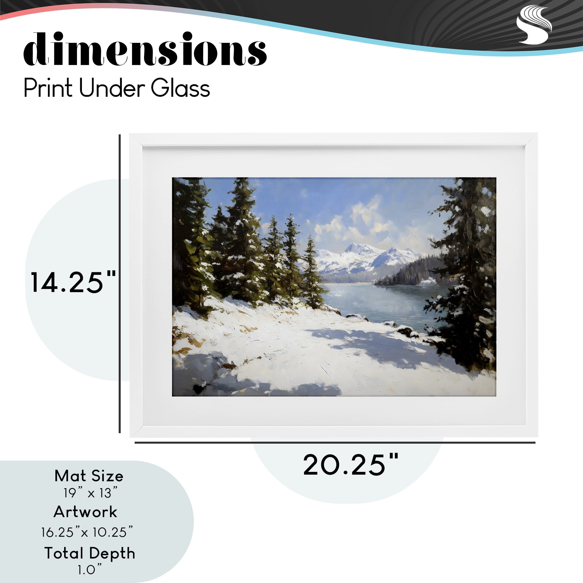 Way Up North Landscape White Framed Print Under Glass, design by Petal Prints Design