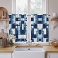thumbnail image 2 of Blue Abstract Kitchen Curtains, Modern White Brush Texture Ombre Light Filtering Window Curtain Panels, 2Pcs Rod Pocket Window Treatments Set for Cabin Bathroom Bedroom 52x45 Inches, 2 of 9
