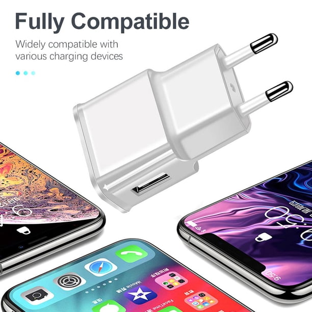 15 uds. Cargador USB Cargadores 1A 2A Pared Carga rápida Teléfono móvil Adaptador de enchufe de la UE