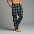 thumbnail image 4 of Cyglowse Men's Cute Pajamas Pants Plaid Printed Pants Drawstring Elastic Waist Pant Cuffed Home Sleep With Pockets Navy L, 4 of 7