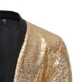 thumbnail image 6 of Dagegui Mens Open Front Jacket Fashion Sequin Suit Coat Long Sleeve Collarless Clubwear Jackets Sparkly Coats for Holiday Party Gold L, 6 of 8