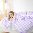 thumbnail image 3 of Erosebridal Purple Buffalo Grid Queen Comforter Set For Kids,Kawaii Bow Letter W Monogrammed Bedding Comforter Set,Colorful Stars Reversible,3 Pieces, 3 of 7