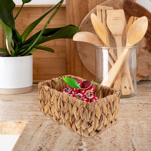 HAKIDZEL Narrow Wicker Storage Basket Brown For Home Use 1Pcs 7.5X4.3X3.1In