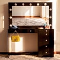 thumbnail image 2 of Ember Interiors Ghada Black Lighted Makeup Vanity Desk with Charging Station for Bedroom, 2 of 9